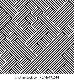 Geometric pattern with black lines. Vector seamless pattern. Ratio between foreground and background (black and white lines) is 50%:50%.