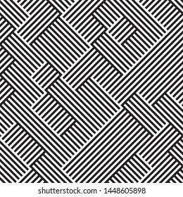 Geometric pattern with black lines. Vector seamless pattern. Ratio between foreground and background (black and white lines) is 50%:50%.