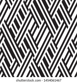 Geometric pattern with black lines. Vector seamless pattern. Ratio between foreground and background (black and white lines) is 50%:50%.