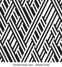 Geometric pattern with black lines. Vector seamless pattern. Ratio between foreground and background (black and white lines) is 50%:50%.