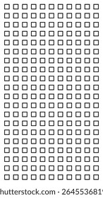 Geometric pattern of black outline squares arranged in a grid, isolated on white background, abstract illustration. concept of modern design, minimalism, vertical background, repeatable motif.
