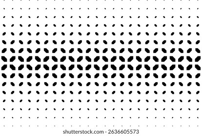 Geometric pattern of black prisms on a white background.Seamless in one direction. Option with a Short fade out.The Scale transformation method.