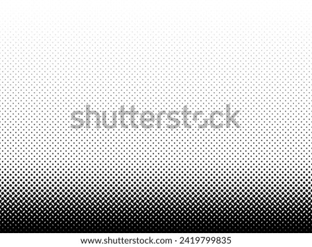 Geometric pattern of black squares on a white background. Seamless in one direction. Long transition of black squares to solid black colour