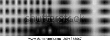 Geometric pattern of black squares on a white background. Seamless in one direction. Medium fade out