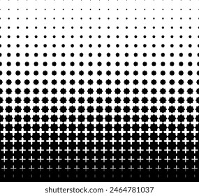Patrón geométrico de estrellas negras sobre un fondo blanco.Sin fisuras en una dirección.Opción con un desvanecimiento medio.El método de transformación de escala.