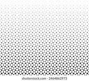 Geometric pattern of black stars on a white background.Seamless in one direction.Option with an Average  fade out.The scale transformation method.