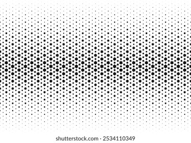 Geometric pattern of black stars on a white background.Seamless in one direction.Option with an Average fade out. Scale method.