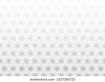 Padrão geométrico de estrelas pretas em um fundo branco. Sem emenda em uma direção. Opção com um fade out longo. Método Scale.