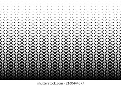 Geometric pattern of black triangles on a white background.Seamless in one direction.Option with long fade out. Radial method. 51 figures in hight