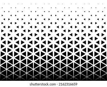 Geometric pattern of black triangles on a white background.Seamless in one direction.Option with a average fade out. Radial method. 21 figures in hight