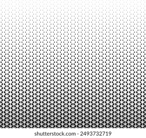 Geometric pattern of black triangles on a white background.Seamless in one direction.Option with an average fade out.The scale transformation method.