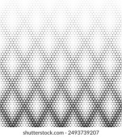 Geometric pattern of black triangles on a white background.Seamless in one direction.Option with an average fade out.The scale transformation method.