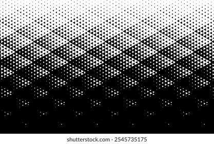 Geometric pattern of black triangles on a white background.Seamless in one direction.Option with an average fade out.Scale method.From White to Black. Horizontal rhombs formation