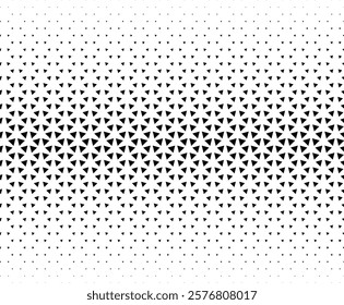 Geometric pattern of black triangles on a white background.Seamless in one direction. Option with an Average fade out.