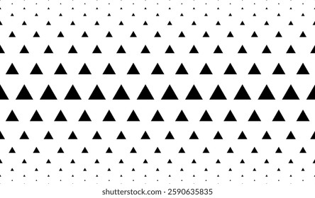 Geometric pattern of black triangles  on a white background.Seamless in one direction.Option with a Short fade out. 