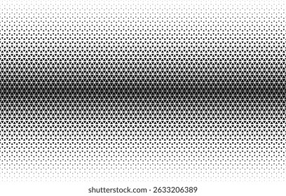 Padrão geométrico de triângulos pretos em um plano de fundo branco. Perfeito em uma direção. Opção com um fade out MÉDIO. Método RAY de transformação . Espelhado
