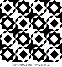 Geometric pattern, black and white colors. Seamless floral pattern-662.