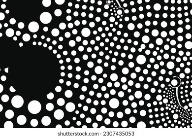 the geometric pattern is black with white dots stock vector, in the style of over, high contrast, psychedelic-inspired, free-flowing lines, geometric shapes