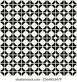 Geometric pattern in black and white inspired by the Midcentury modern design style. Graphical illustration for a unique wall decor, textiles and interior design.