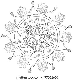 Geometric pattern in black and white.  Page for coloring book