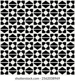 Geometric pattern in black and white shades inspired by the Midcentury modern design style. Graphical illustration for a unique wall decor, textiles and interior design.