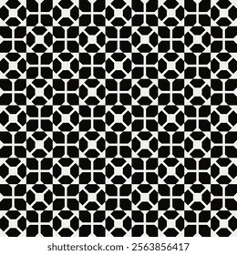 Geometric pattern in black and white shades inspired by the Midcentury modern design style. Graphical illustration for a unique wall decor, textiles and interior design.