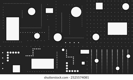 Geometric pattern. Black and white geometric shapes background. White 3d shapes on black. Black and white background.