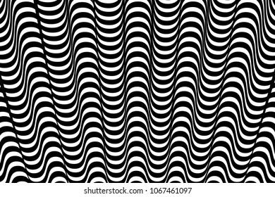 Geometric pattern with black and white wavy lines, stylish background for design.