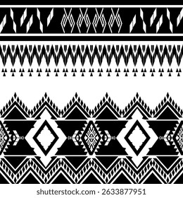 geometric pattern Black,white. Native American tribal fabric, design vector for woven textile printing, tile, motifs, carpet, cards, picture books, ethnic boho indian texture ornament seamless pattern