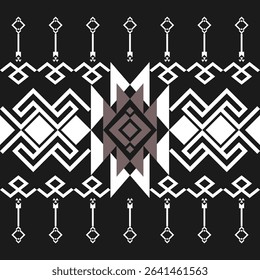 geometric pattern Black,white. Native American tribal fabric, design vector for woven textile printing, tile, motifs, carpet, cards, picture books, ethnic boho indian texture ornament seamless pattern
