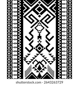 geometric pattern Black,white. Native American tribal fabric, design vector for woven textile printing, tile, motifs, carpet, cards, picture books, ethnic boho indian texture ornament seamless pattern