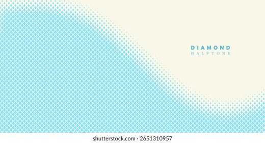Padrão geométrico de diamantes azuis em um fundo branco. Sem emenda em uma direção. Opção com um fade out curto.
