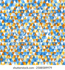 Geometric pattern in blue and orange with vintage texture, vector illustration eps10