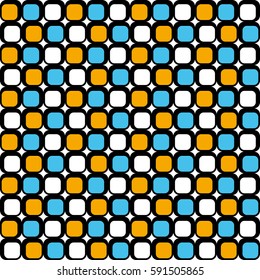 Geometric pattern with blue orange and white squares