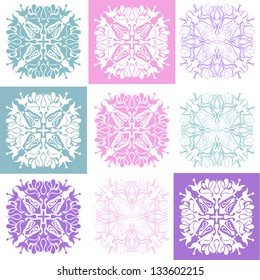 Geometric pattern blue pink purple.