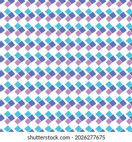 Geometric pattern with blue and purple squares. Handmade texture style.