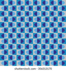 Geometric pattern with blue semicircles on grey background