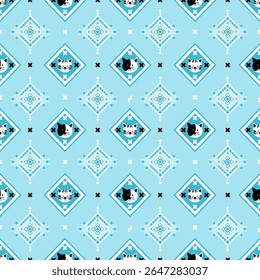 Geometric pattern in blue tones, white isolate background