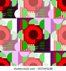 Geometric pattern in bright colors, vector. Summer geometric vector pattern for fabric