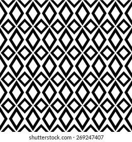 The geometric pattern by rhombuses. Seamless vector background. Black and white texture