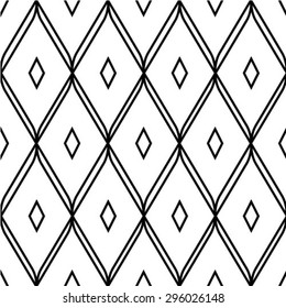 The geometric pattern by rhombuses. Seamless vector background. Black and white texture