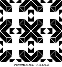 The geometric pattern by rhombuses. Seamless vector background. Black and white texture