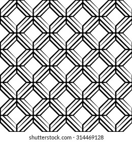 The geometric pattern by rhombuses. Seamless vector background. Black and white texture