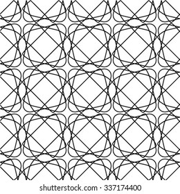 The geometric pattern by rhombuses. Seamless vector background. Black and white texture.