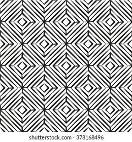 The geometric pattern by rhombuses. Seamless vector background. Black and white texture