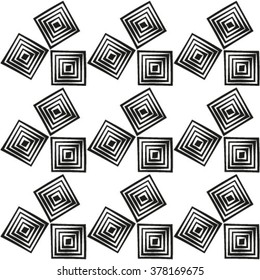 The geometric pattern by rhombuses. Seamless vector background. Black and white texture