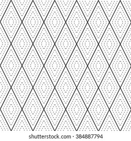The geometric pattern by rhombuses. Seamless vector background. Black and white texture