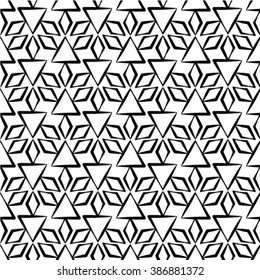 The geometric pattern by rhombuses. Seamless vector background. Black and white texture