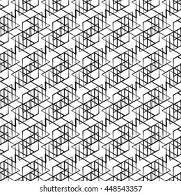 The geometric pattern by rhombuses. Seamless vector background. Black and white texture