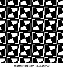 The geometric pattern by stripes, lines, rhombuses. Seamless vector background. Black and white texture